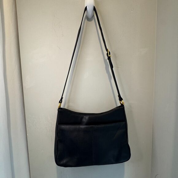 Vintage Etienne Aigner Navy Leather Hobo Shoulder Bag Horseshoe Logo - Picture 5 of 15